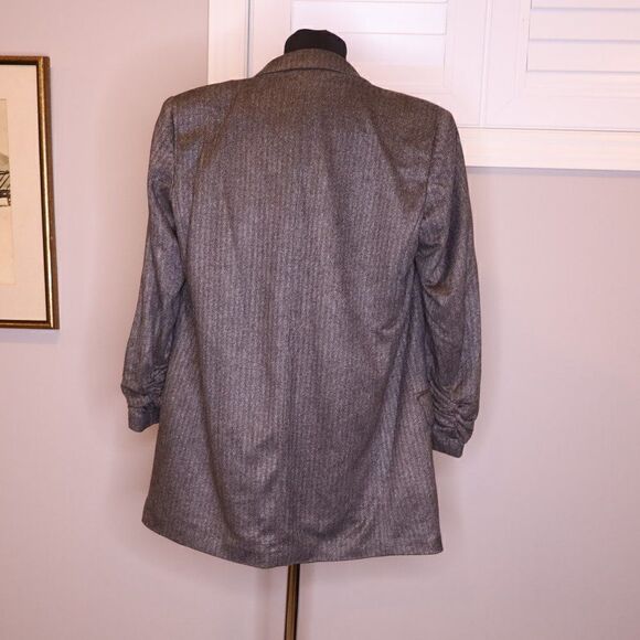 Zara Grey Boyfriend Grey Pinstripe Oversized Blazer Sz S - Picture 3 of 7